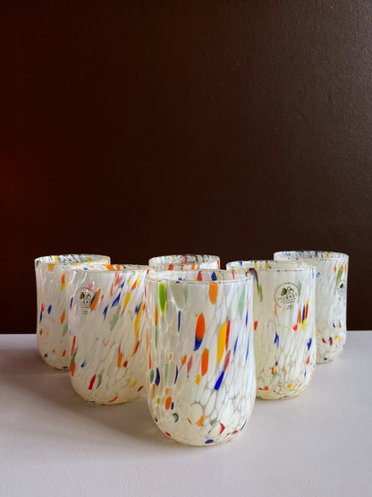 Glas Murano set om 6 vit