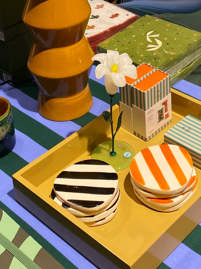 Glasunderlägg set om 4 svart