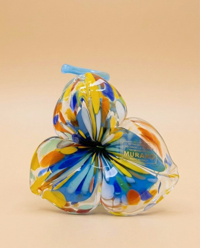Ljusstake/objekt Fiori Murano turkos
