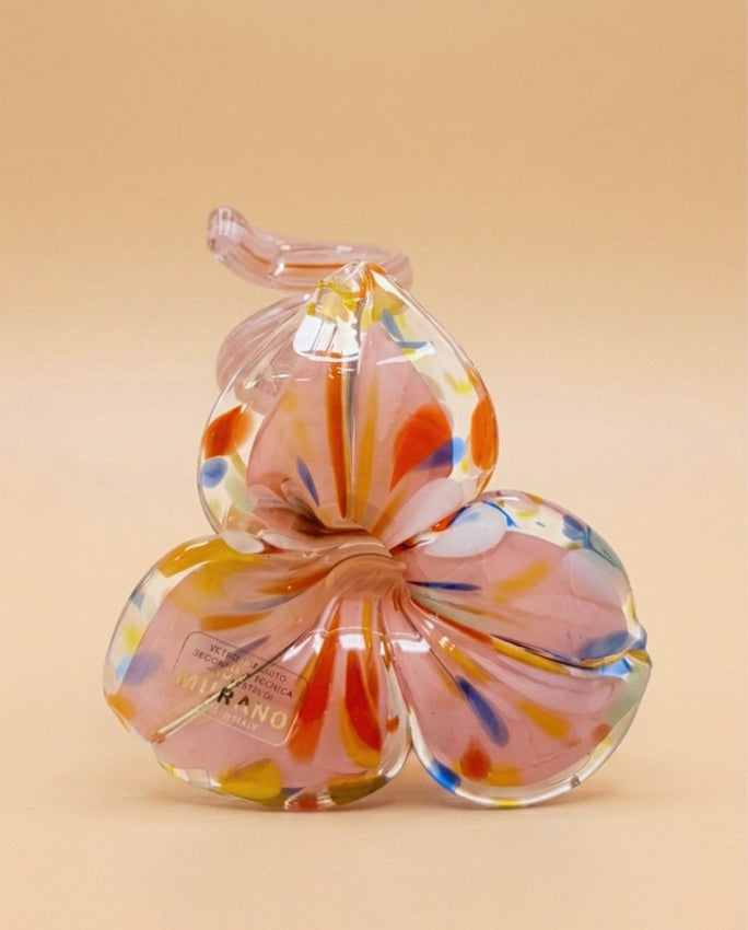 Ljusstake/objekt Fiori Murano rosa