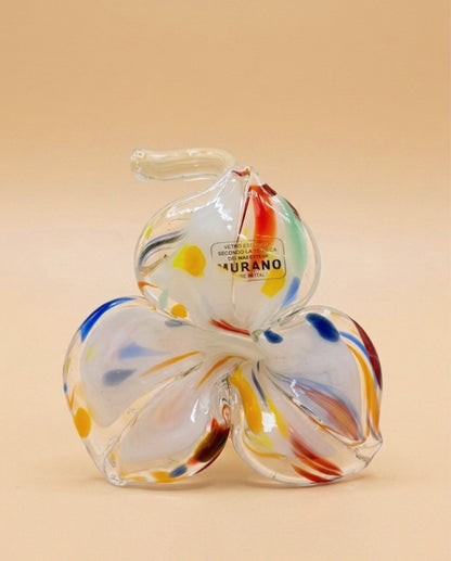 Ljusstake/objekt Fiori Murano vit