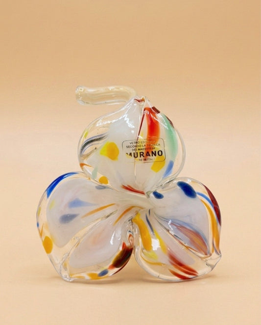 Ljusstake/objekt Fiori Murano vit