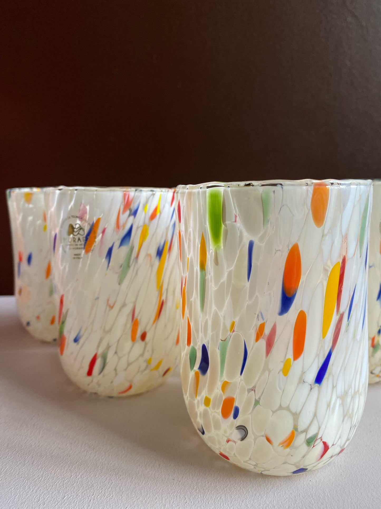 Glas Murano set om 6 vit