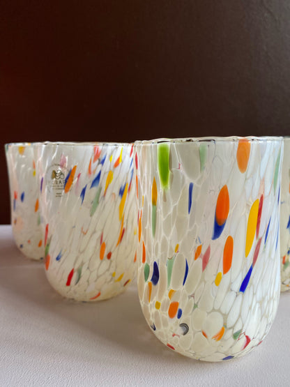 Glas Murano set om 6 vit