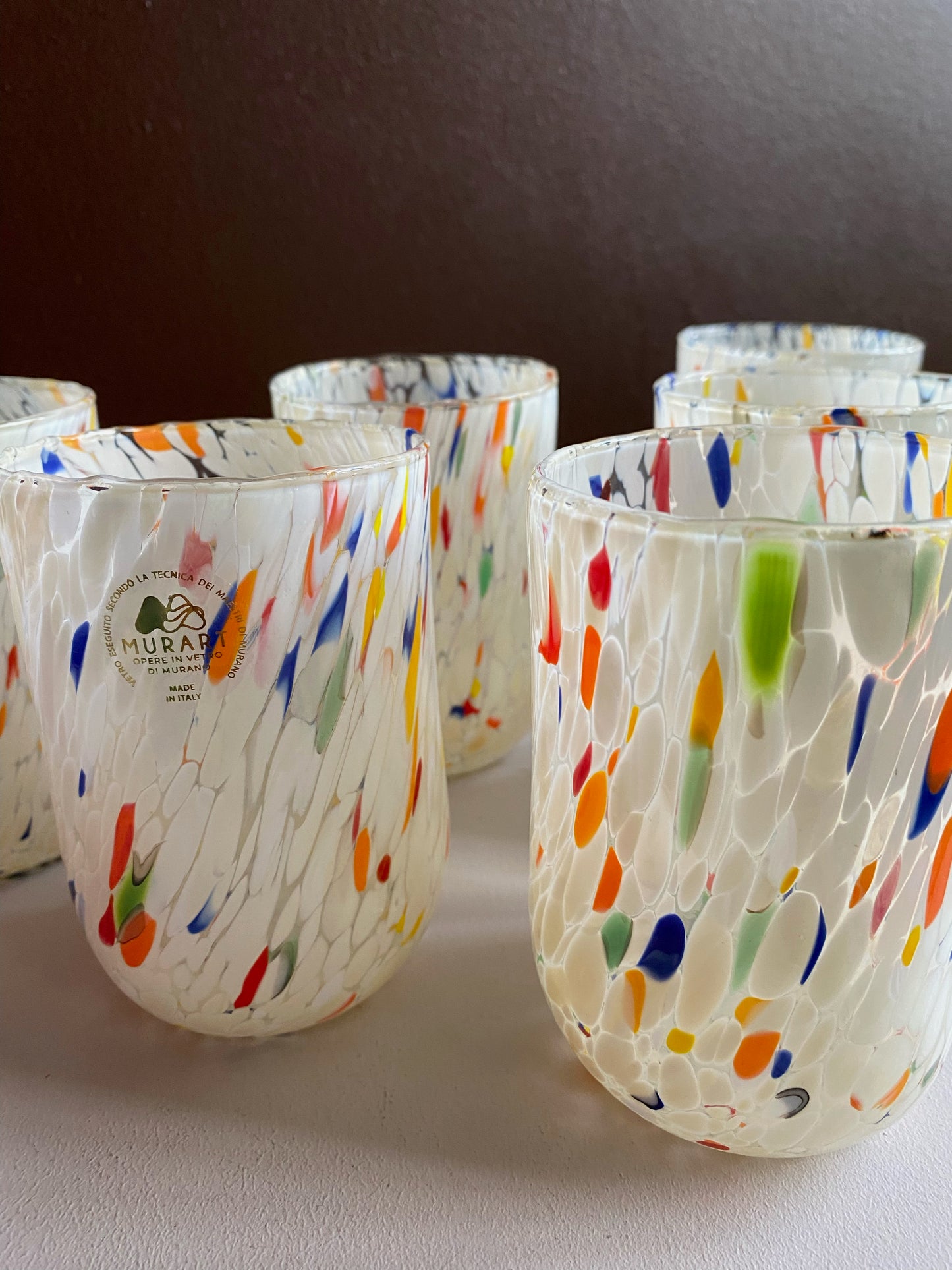 Glas Murano set om 6 vit