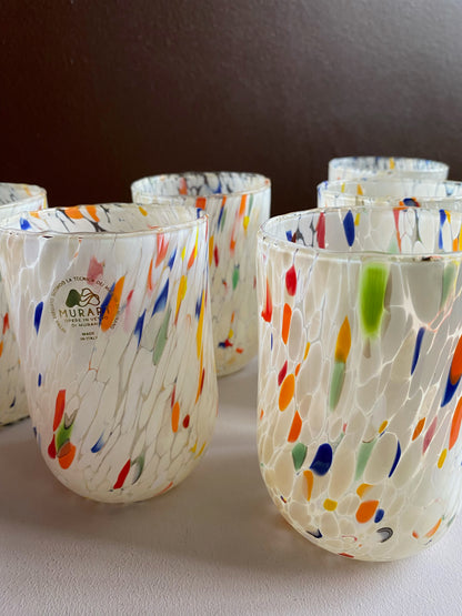 Glas Murano set om 6 vit