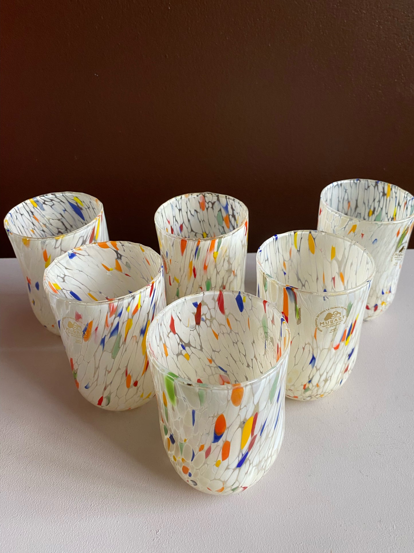 Glas Murano set om 6 vit