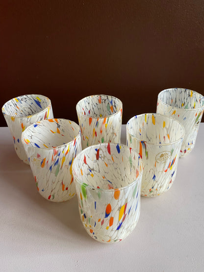 Glas Murano set om 6 vit