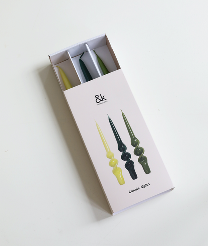 Ljus Alpha grön set om 3