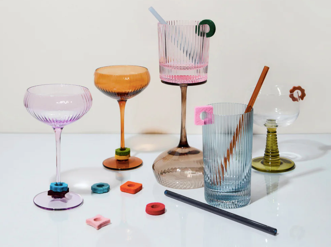 Glasmarkörer i filt The Linke -set om 8