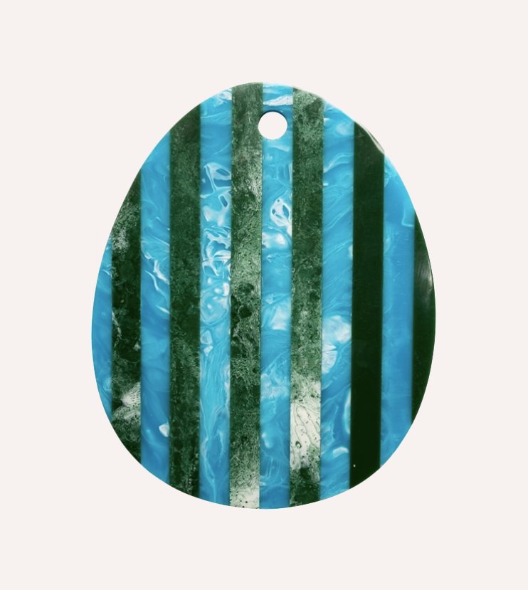 Skärbräda randig grön/blå