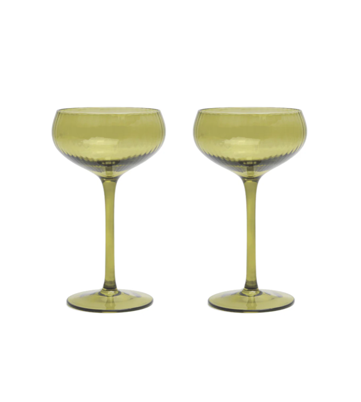 Coupe glas The Lou set om 2 grön