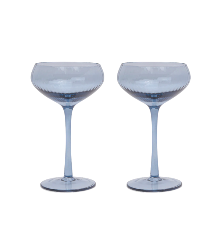 Glas Coupe The Lou set om 2 blå