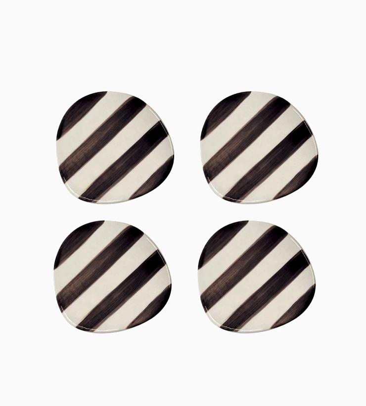 Glasunderlägg set om 4 svart