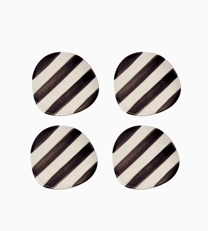 Glasunderlägg set om 4 svart