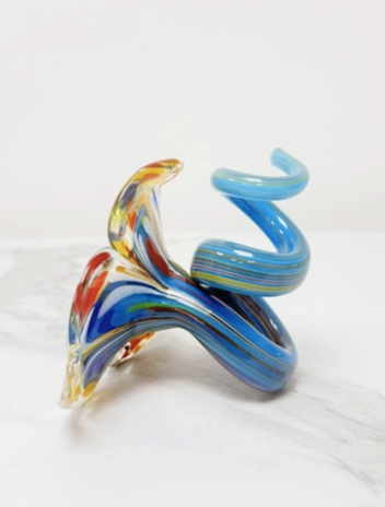 Ljusstake/objekt Fiori Murano turkos