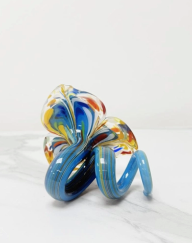 Ljusstake/objekt Fiori Murano turkos
