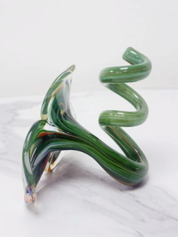 Ljusstake/objekt Fiori Murano grön