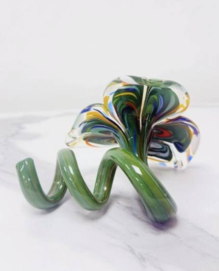 Ljusstake/objekt Fiori Murano grön