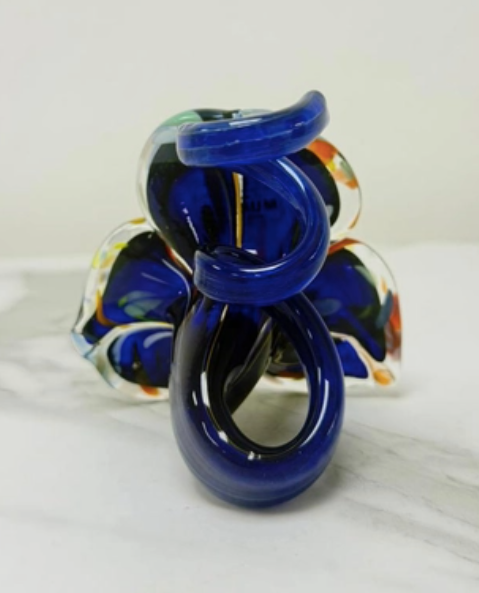 Ljusstake/objekt Fiori Murano blå