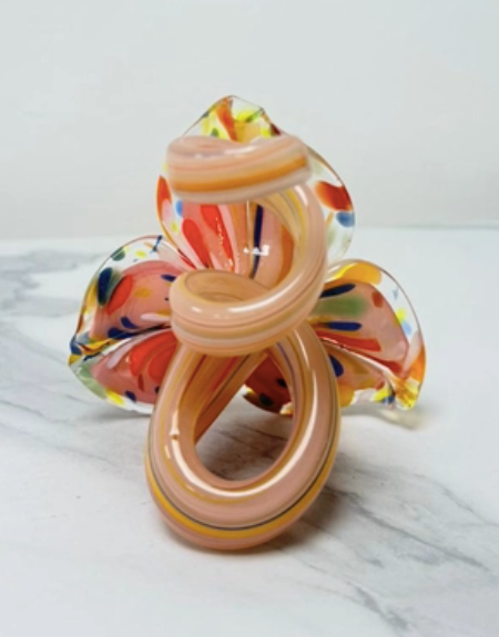 Ljusstake/objekt Fiori Murano rosa