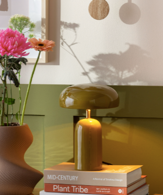 Bordslampa Catania Mushroom olivgrön